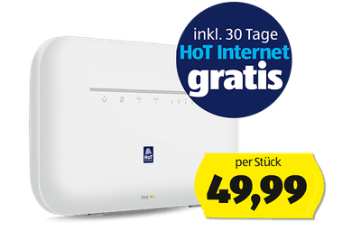 Router Beafon R312 mit Preisschild 79,99 EUR. Dazu 1 Monat HoT Internet gratis.