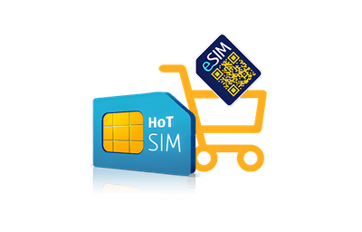 Einkaufswagen mit eSIM und SIM-Karte