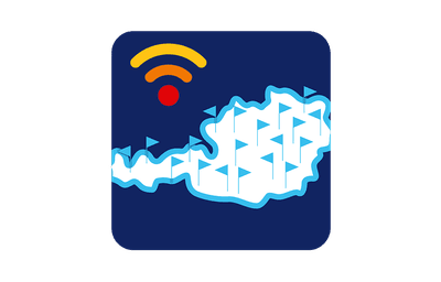 Illustration Österreich-Karte mit WIFI Symbol