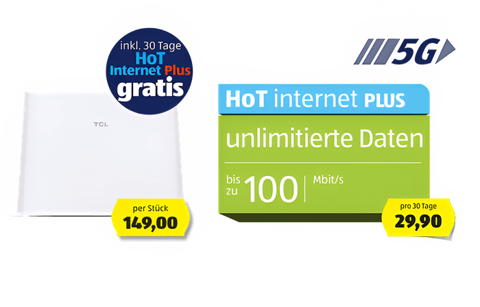 Tarif HoT Internet PLUS um EUR 29,90 mit Router um EUR 179,-