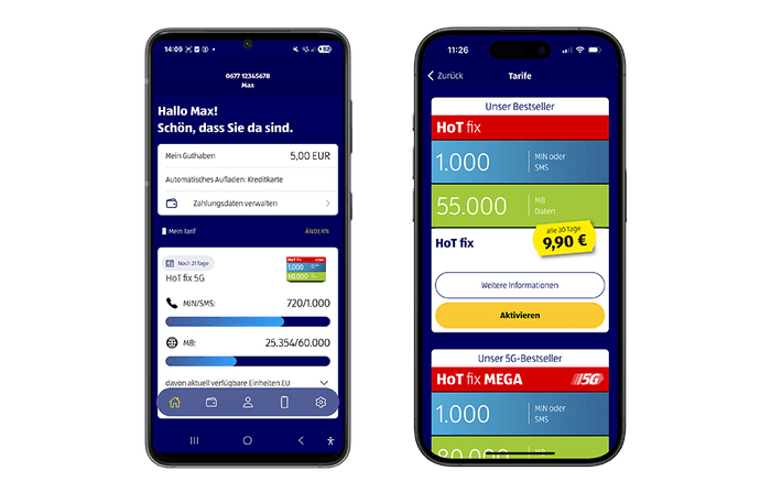 Abbildung der HoT App Oberfläche